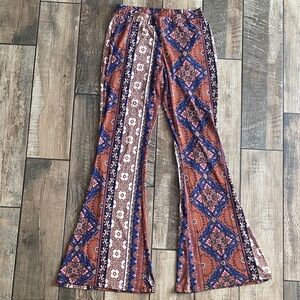 Originality Bohemian Flare Pants with Floral Pattern